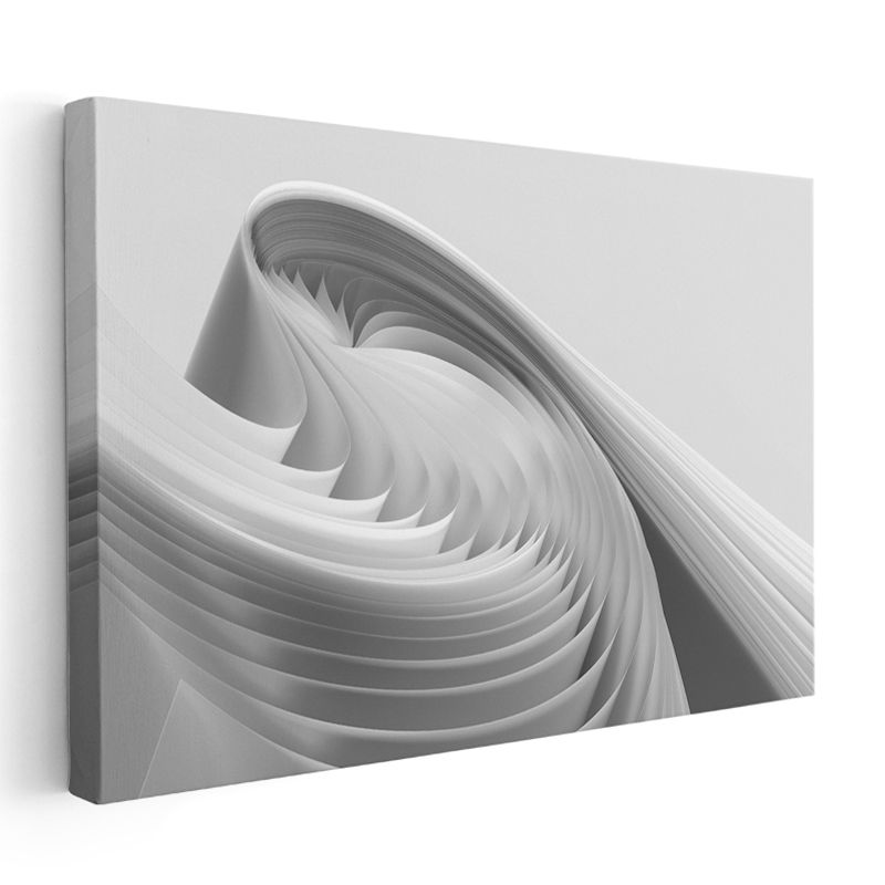 Minimalist Spiral - Beyaz Katmanlı Geometrik Form Kanvas Tablo