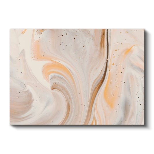 Mermer Akışı - Krem Tonlarında Organik Dalgalar Kanvas Tablo