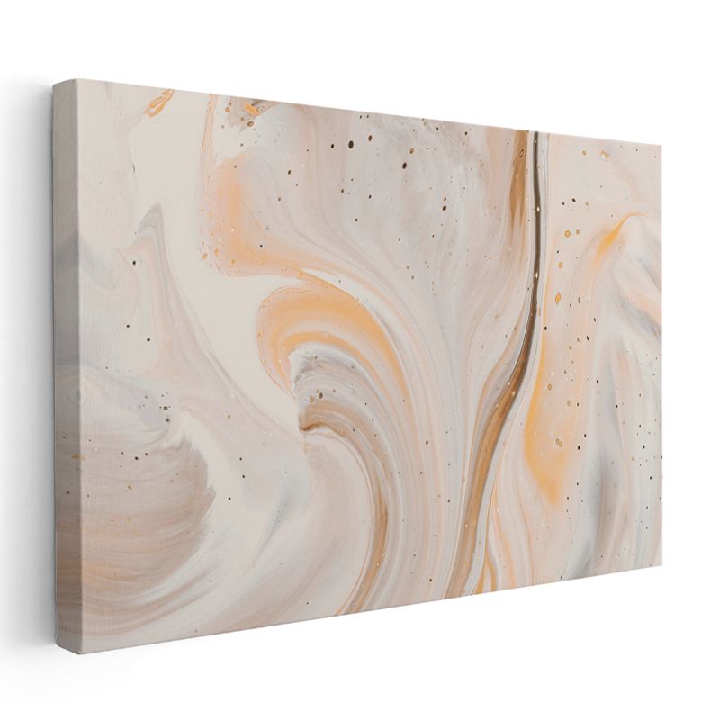 Mermer Akışı - Krem Tonlarında Organik Dalgalar Kanvas Tablo