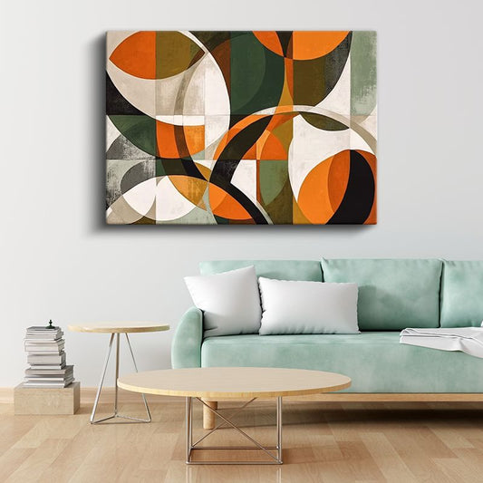 Geometrik Harmoni - Modern Soyut Kesişen Formlar Kanvas Tablo