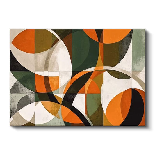 Geometrik Harmoni - Modern Soyut Kesişen Formlar Kanvas Tablo