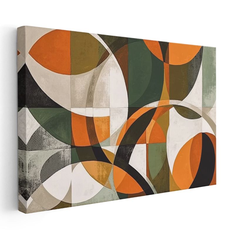 Geometrik Harmoni - Modern Soyut Kesişen Formlar Kanvas Tablo