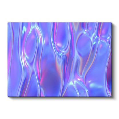 Holografik Dalgalar - Mor Mavi Metalik Soyut Akışkan Kanvas Tablo