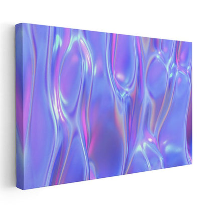 Holografik Dalgalar - Mor Mavi Metalik Soyut Akışkan Kanvas Tablo