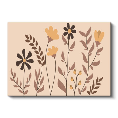 Botanik Siluetler - Minimalist Çiçek Kompozisyonu Kanvas Tablo