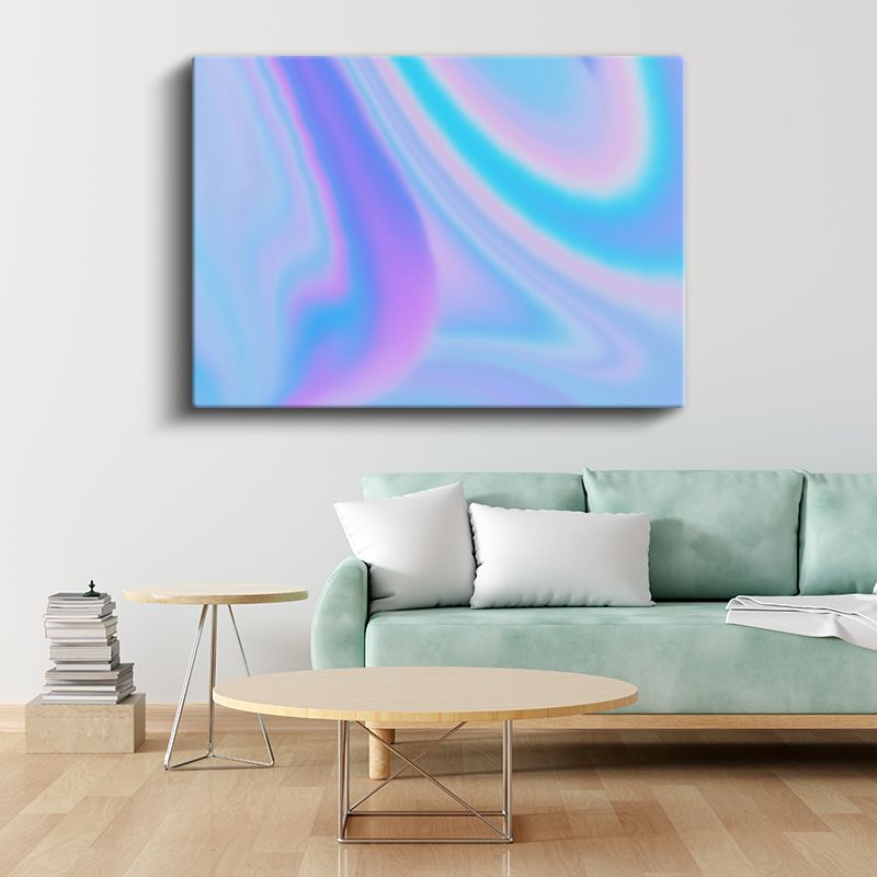 Holografik Dalgalar - Mavi Mor Geçişli Soyut Kanvas Tablo