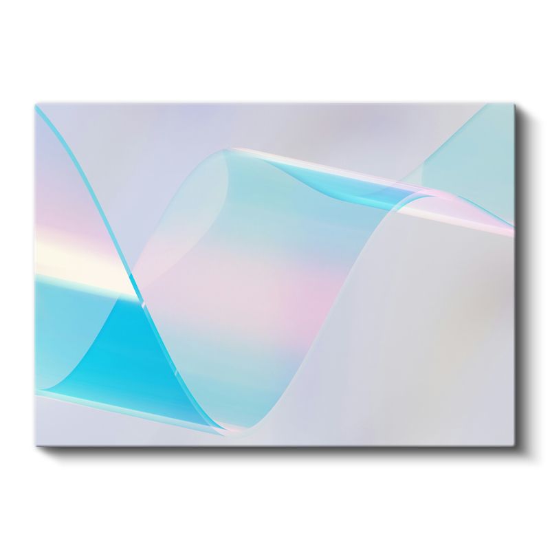 Şeffaf Katmanlar - Turkuaz Pembe Dalgalı Formlar Kanvas Tablo