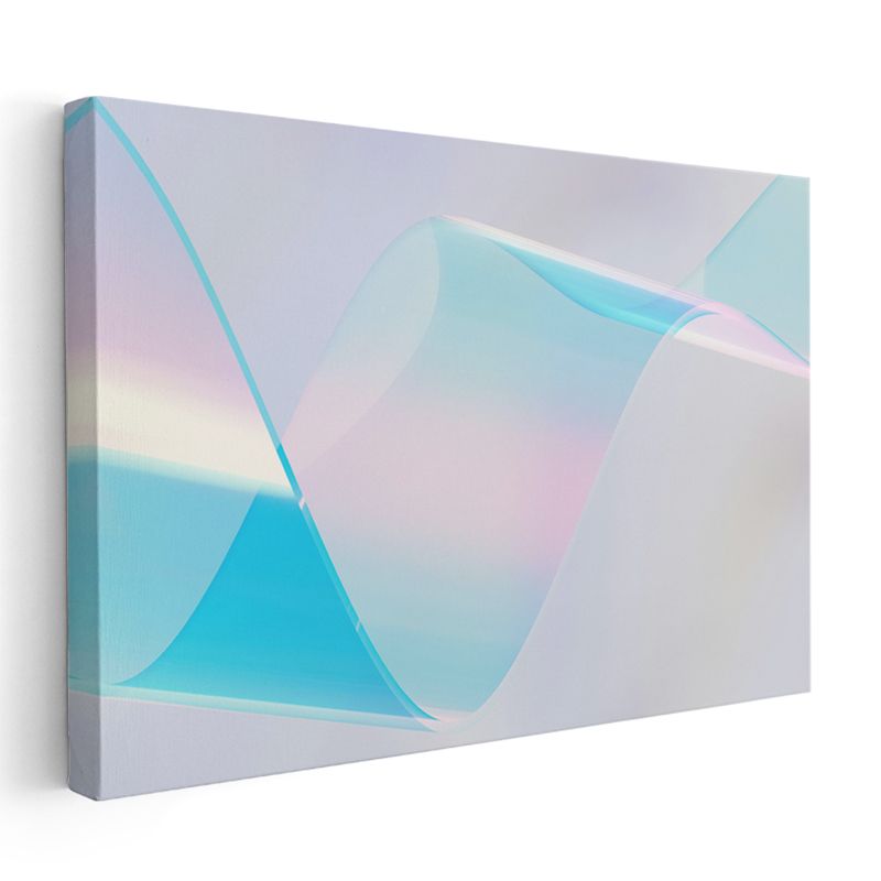 Şeffaf Katmanlar - Turkuaz Pembe Dalgalı Formlar Kanvas Tablo