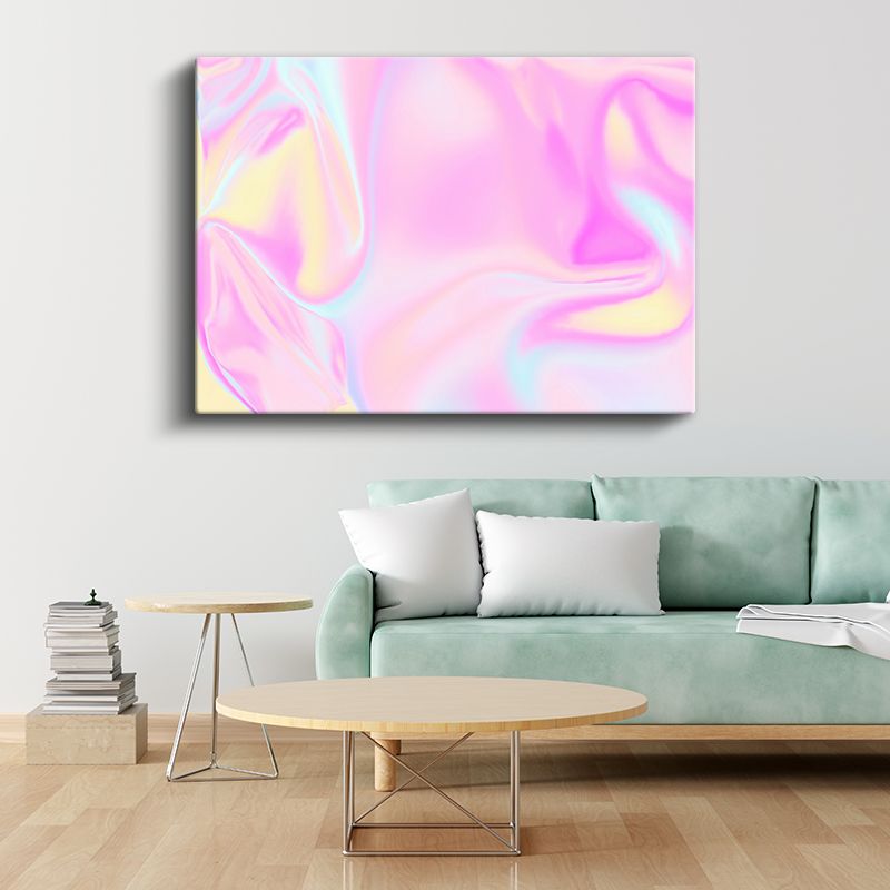 Pastel Akışkan - Pembe Sarı Dalgalı Desenler Kanvas Tablo