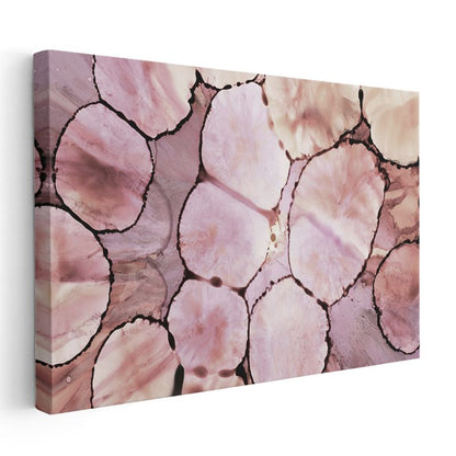 Organik Hücreler - Pembe Tonları Bölmeli Soyut Kanvas Tablo