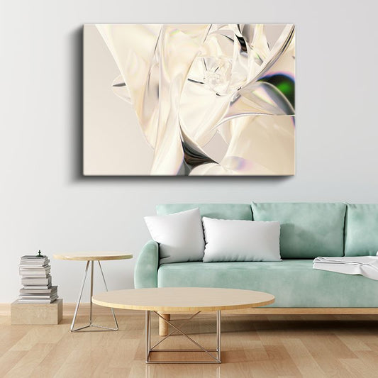 Kristal Formlar - Parlak Kıvrımlı 3D Soyut Kanvas Tablo