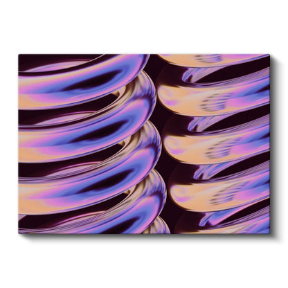 Metalik Dalgalar - Mor Mavi Altın Yansımalı 3D Kanvas Tablo