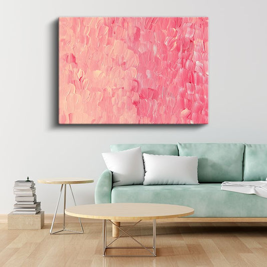 Pembe Doku - Fırça Darbeleriyle Oluşturulmuş Soyut Kanvas Tablo
