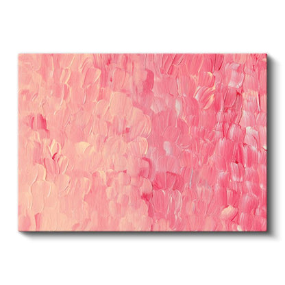 Pembe Doku - Fırça Darbeleriyle Oluşturulmuş Soyut Kanvas Tablo