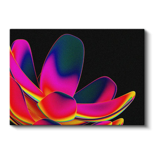 Neon Çiçek - Canlı Renk Kontrastlı Dijital Kanvas Tablo