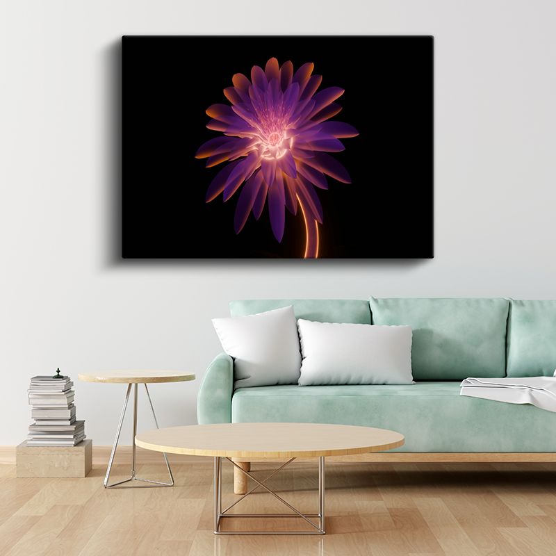 Işıldayan Çiçek - Merkezi Aydınlık Soyut Kanvas Tablo
