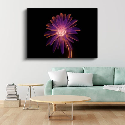 Işıldayan Çiçek - Merkezi Aydınlık Soyut Kanvas Tablo