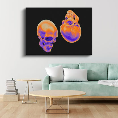 Neon Kafatasları - Modern Dijital Sanat Kanvas Tablo