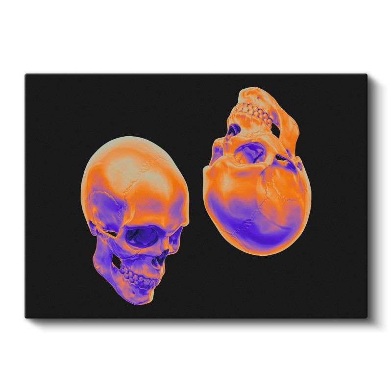 Neon Kafatasları - Modern Dijital Sanat Kanvas Tablo