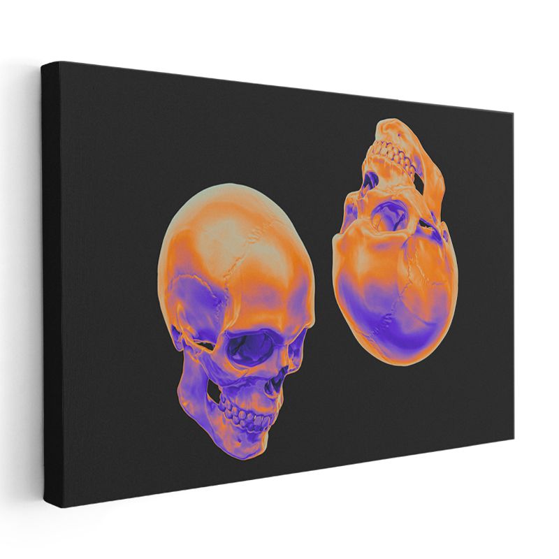 Neon Kafatasları - Modern Dijital Sanat Kanvas Tablo
