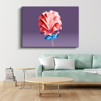 Pembe Gül Soyut - 3D Katmanlı Tasarım Kanvas Tablo