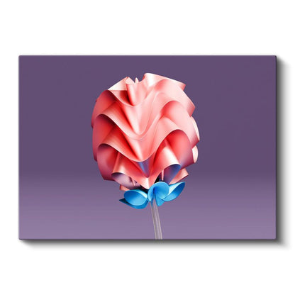 Pembe Gül Soyut - 3D Katmanlı Tasarım Kanvas Tablo