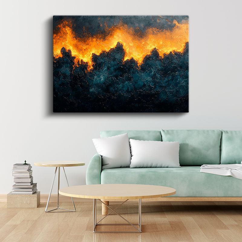 Ateş Dalgaları - Kontrast Soyut Kompozisyon Kanvas Tablo