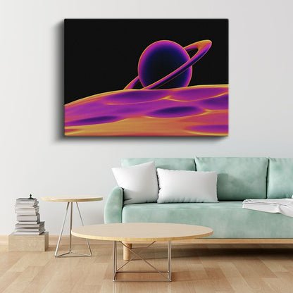 Kozmik Gezegen - Mor ve Turuncu Tonlarında Soyut Galaksi Kanvas Tablo