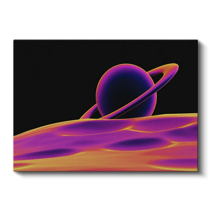 Kozmik Gezegen - Mor ve Turuncu Tonlarında Soyut Galaksi Kanvas Tablo
