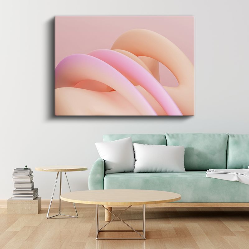 Yumuşak Dalgalar - Pastel Pembe Tonlarında Minimalist Formlar Kanvas Tablo