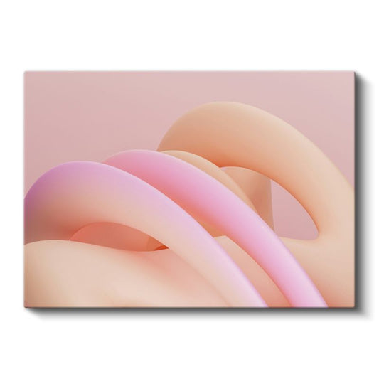 Yumuşak Dalgalar - Pastel Pembe Tonlarında Minimalist Formlar Kanvas Tablo