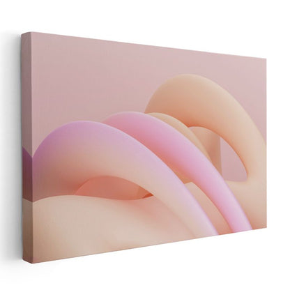 Yumuşak Dalgalar - Pastel Pembe Tonlarında Minimalist Formlar Kanvas Tablo