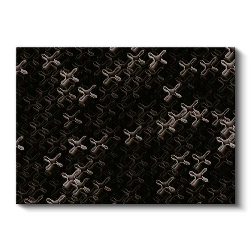 Metalik Desen - Siyah Üzerine Endüstriyel X Formları Kanvas Tablo