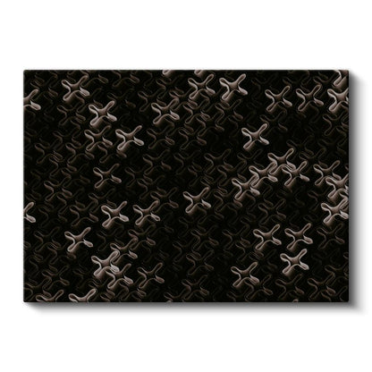 Metalik Desen - Siyah Üzerine Endüstriyel X Formları Kanvas Tablo