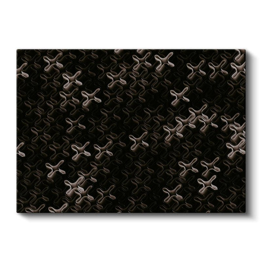 Metalik Desen - Siyah Üzerine Endüstriyel X Formları Kanvas Tablo