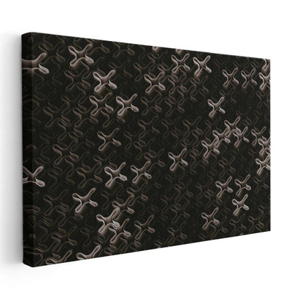 Metalik Desen - Siyah Üzerine Endüstriyel X Formları Kanvas Tablo