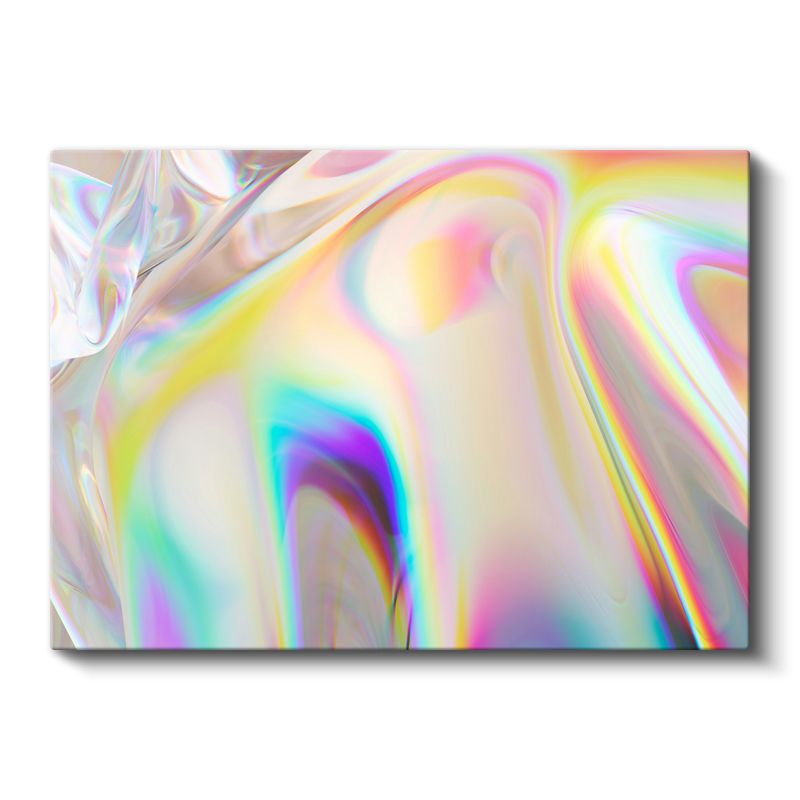 Holografik Akış - Gökkuşağı Renklerinde Parlak Soyut Formlar Kanvas Tablo