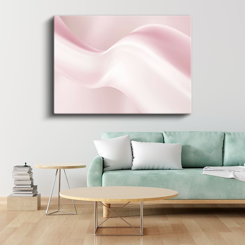 Pembe Dalgalar - Yumuşak Tonlarda Minimalist Soyut Kompozisyon Kanvas Tablo