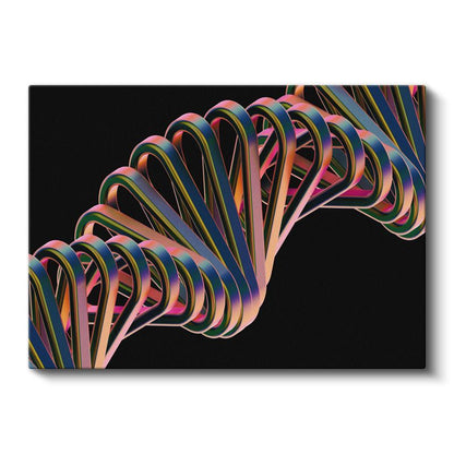Renkli DNA Spirali - 3D Geometrik Form Kanvas Tablo