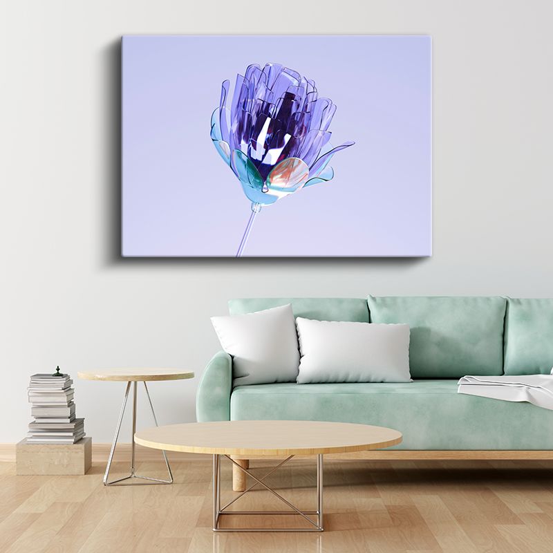 Kristal Çiçek - Mor Cam Sanat Eseri Kanvas Tablo