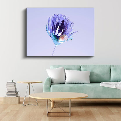 Kristal Çiçek - Mor Cam Sanat Eseri Kanvas Tablo