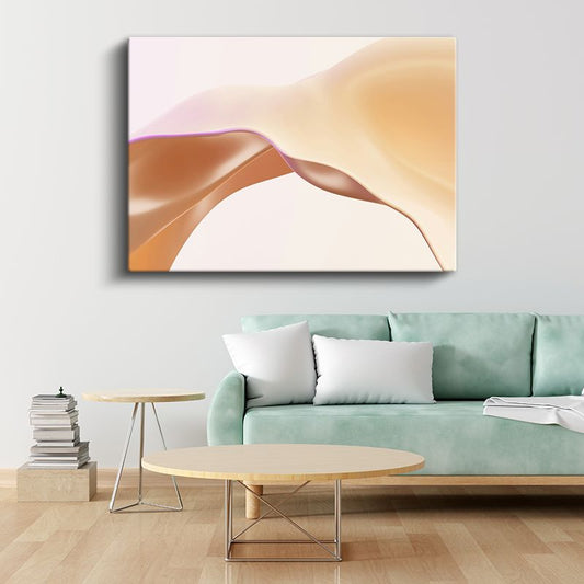 Karamel Dalgalar - Yumuşak Geçişli Minimalist Kanvas Tablo