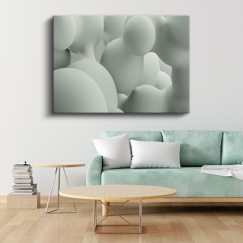Yumuşak Küreler - Minimalist Beyaz Heykel Sanatı Kanvas Tablo