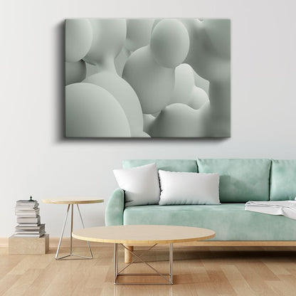 Yumuşak Küreler - Minimalist Beyaz Heykel Sanatı Kanvas Tablo