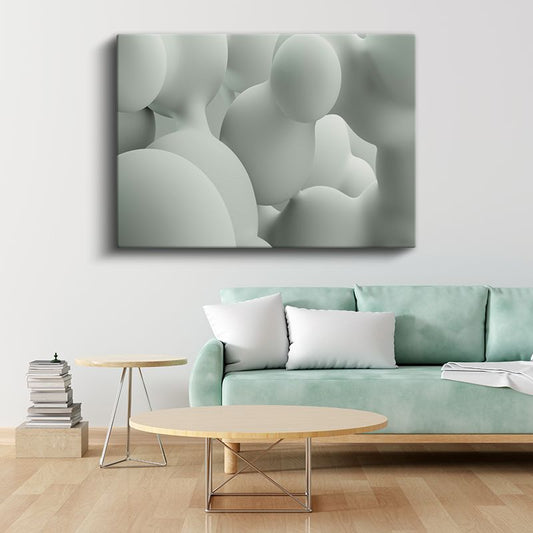 Yumuşak Küreler - Minimalist Beyaz Heykel Sanatı Kanvas Tablo