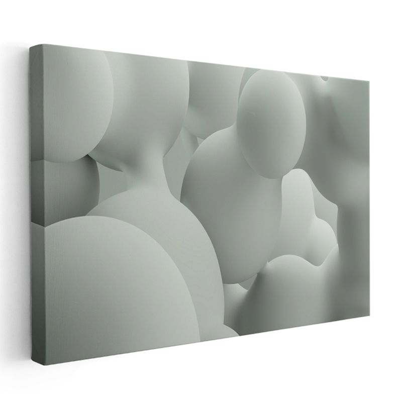 Yumuşak Küreler - Minimalist Beyaz Heykel Sanatı Kanvas Tablo