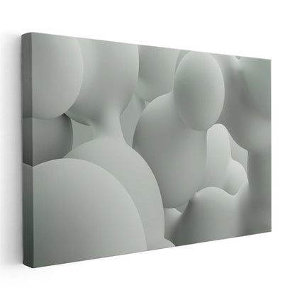 Yumuşak Küreler - Minimalist Beyaz Heykel Sanatı Kanvas Tablo