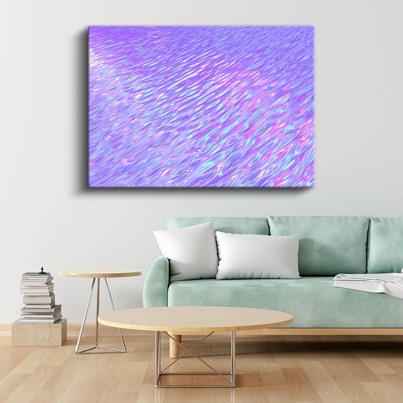 Mor Holografik Dalgalar - Işıltılı Akışkan Doku Kanvas Tablo