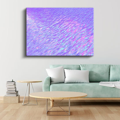 Mor Holografik Dalgalar - Işıltılı Akışkan Doku Kanvas Tablo