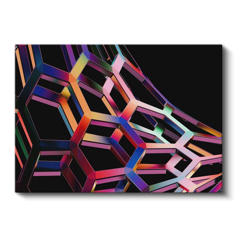 Geometrik Prizma - Çok Renkli 3D Altıgen Yapı Kanvas Tablo